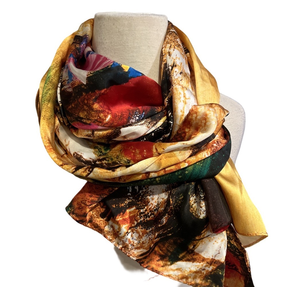 Silk PALACE Vibrant Multicolor 100% Silk scarf - Picture 3 of 8